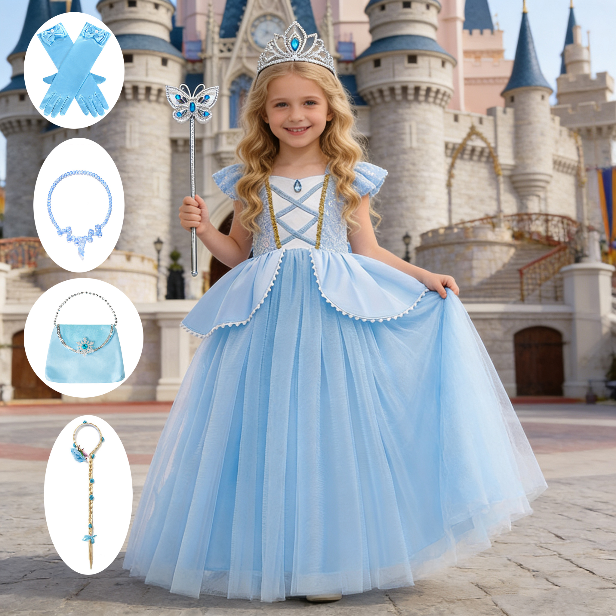 Cosplay Prop Bow - Mädchen Deluxe Elegante Cinderella Prinzessin Ballkleid