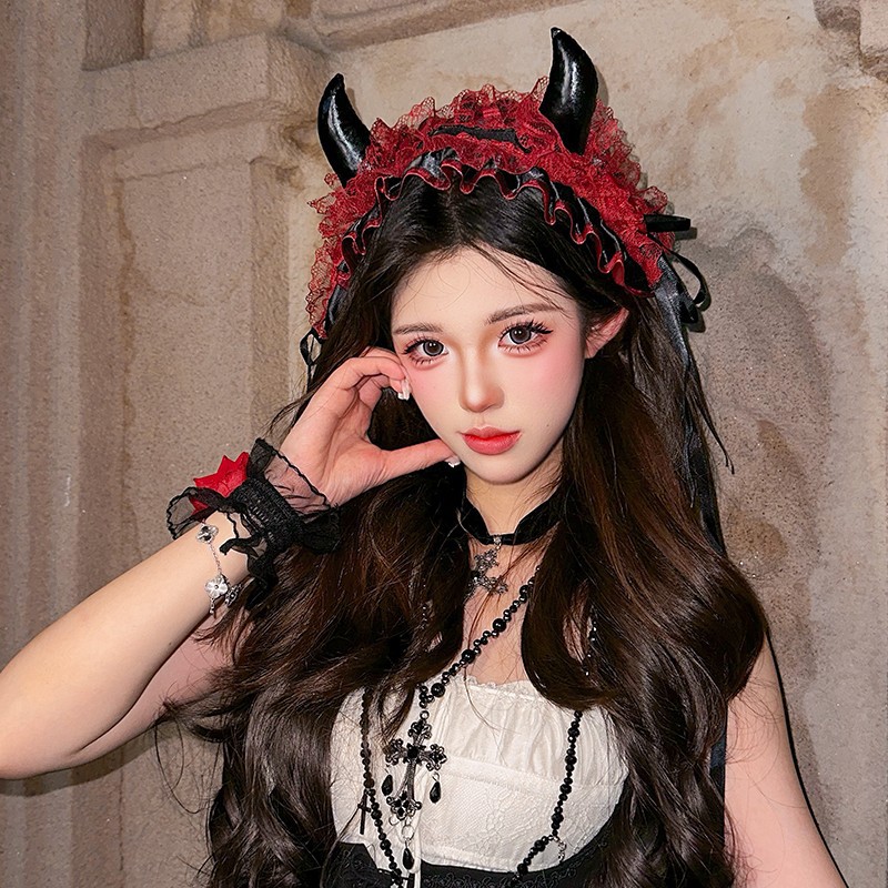 Japanisches Gothic-Spitzen-Haa – Cosplay Prop Bow Bewertung und Preis